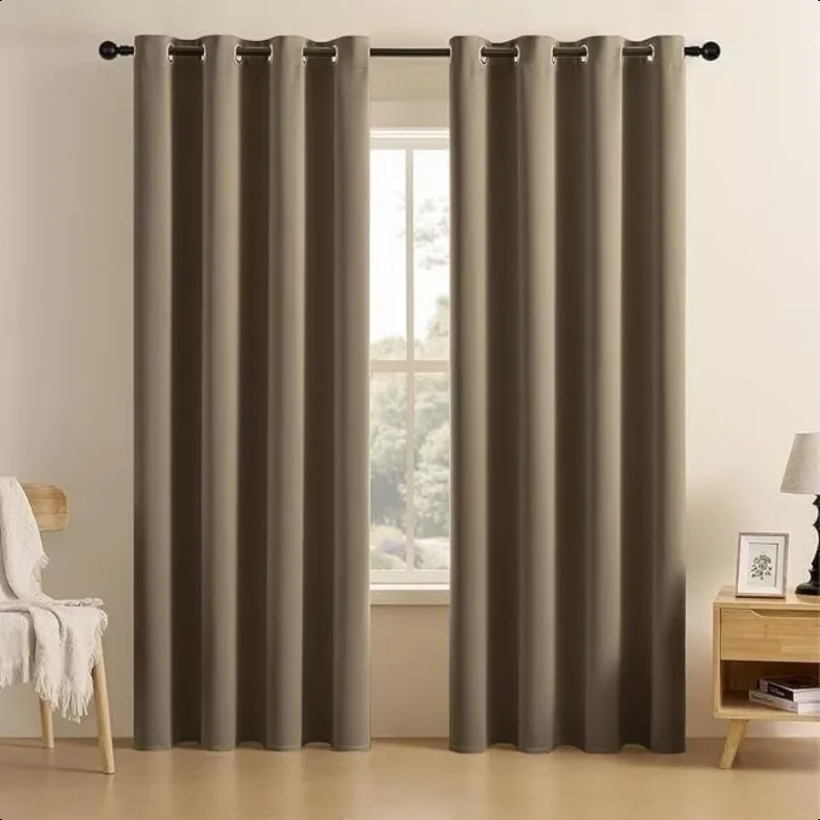 Rideaux occultants pour chambre à coucher, 84 pouces de Long, 2 panneaux, isolation thermique, assombrissant, avec œillets, pour fenêtre douce