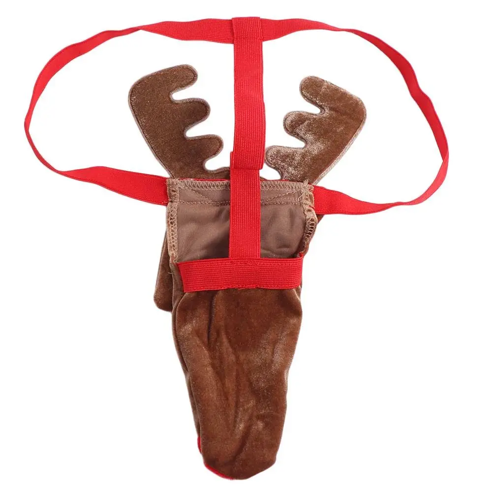 Niedliche Weihnachts-Elefant-Nasen-Tangas, Rentier-Slip, T-Rücken-Höschen, lustige Bulge-Beutel-Unterhose für Männer