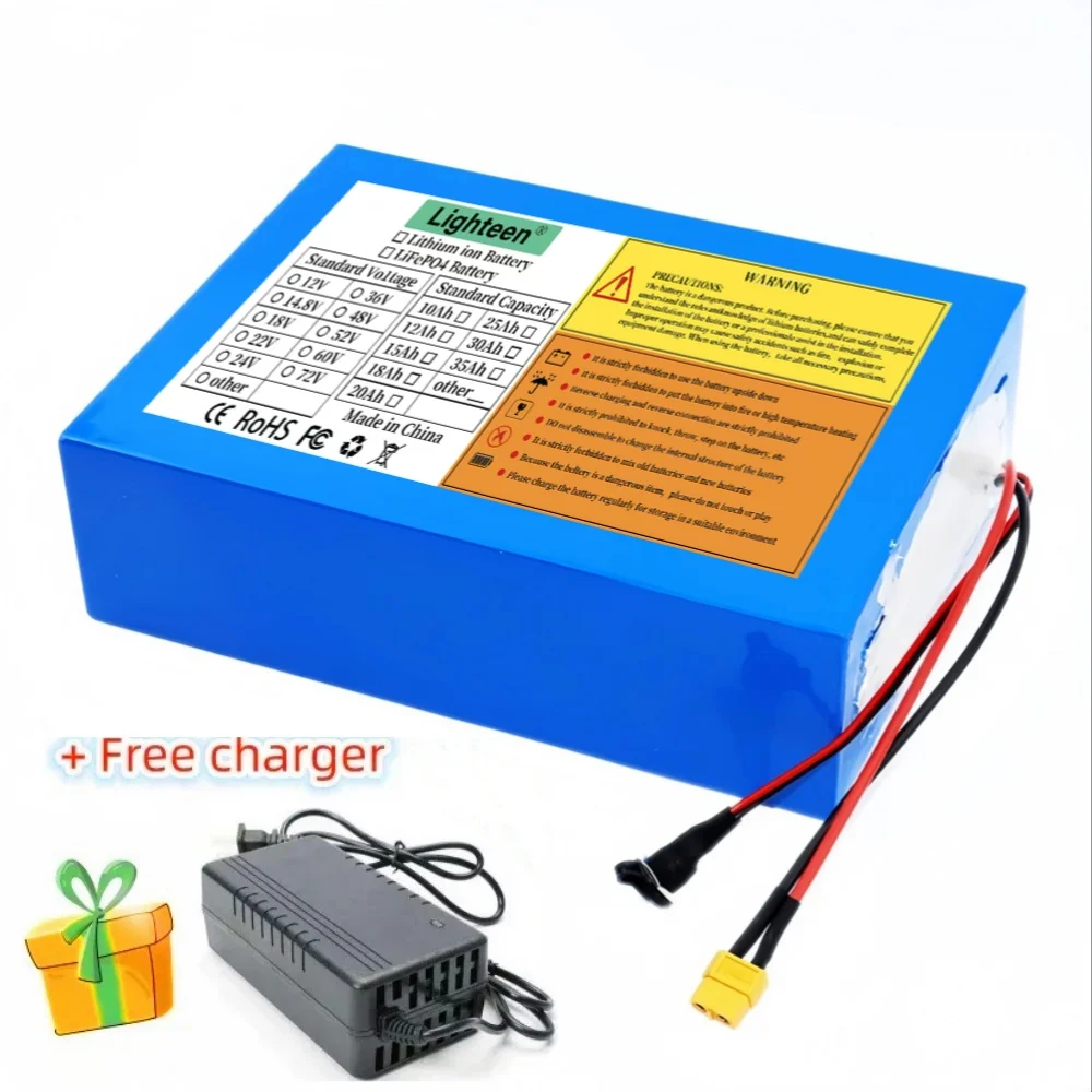 Original 48vDIY lithium battery ultra-long life large capacity 15Ah/20Ah/30Ah shell scooter power battery, built-in 50A BMS