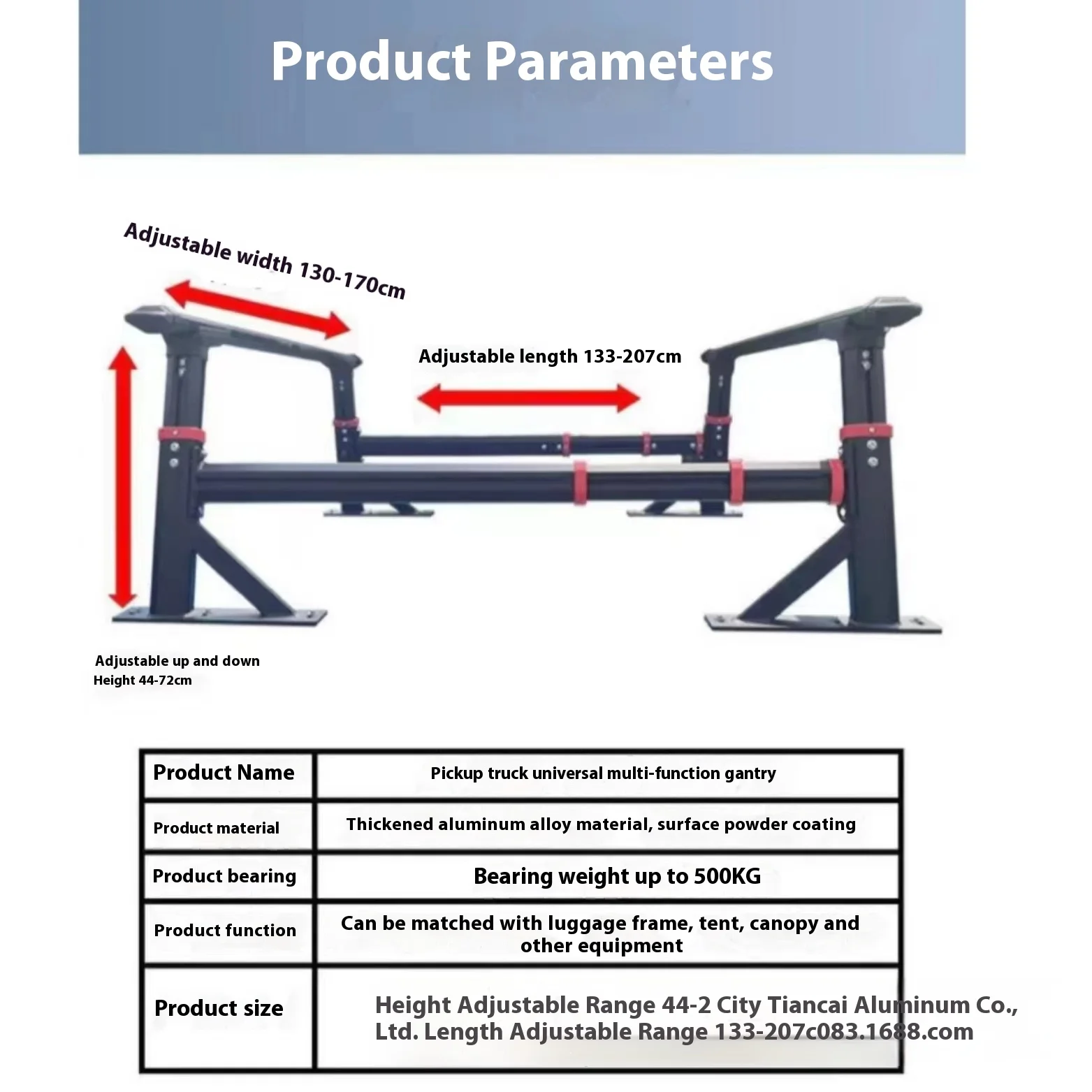 

Pickup Truck Exterior Accessories Adjustable Multifunctional Roll Bar Rack Bed Ladder Rack Roof For F150 Ranger Hilux Tacoma