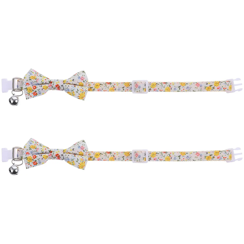 

2pcs Cat Collar With Bell Adjustable For Kitten Puppy Breathable Durable Safety Buckle Decorative Outdoor Party Wedding Gift Pet