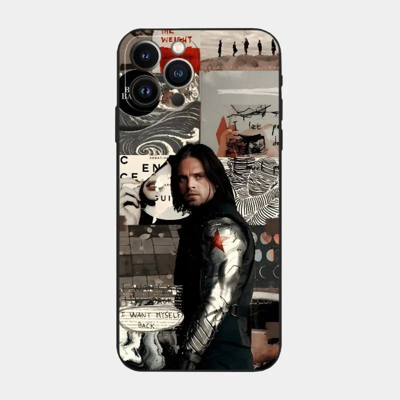 Bucky Barnes Winter Soldier Phone Case for Iphone 14 13 12 11 Pro Max Xr X Xs Mini 6 6s 7 8 Plus SE 2022 Black Silicone Cover