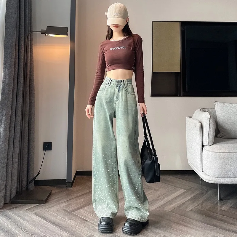 

2024 Summer New Loose Jeans Women Korean Style High Waist Straight Leg Full Length Slim Thin Casual Versatile Denim Pants Female