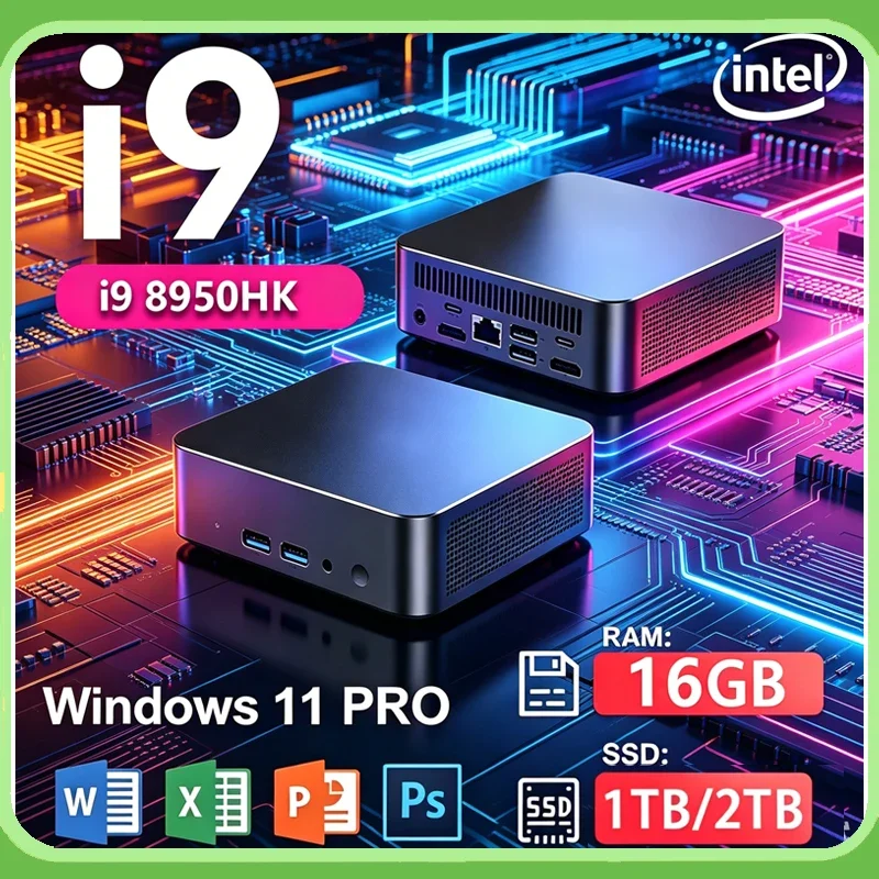 2026 Sagacious Core I9 8950HK/i3 6100 MINI PC Windows 11 Pro Diminutive Cryptic Pocket Computer 16GB 1TB 2TB SSD WIFI 6 BT5.2 4K