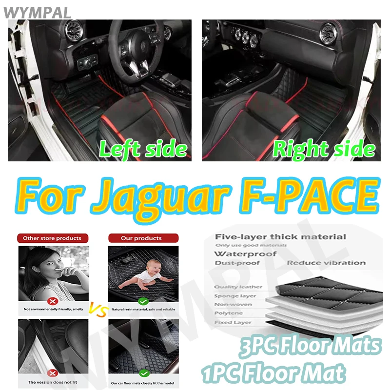 

Luxury Custom Car Floor Mats For Jaguar F-PACE 2016 2017 2018-2020 Auto Foot Pads Automobile Cover Interior Accessories Carpet
