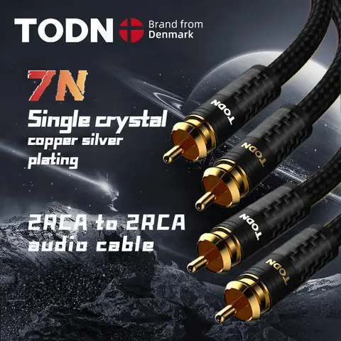 TODN HIFI1 쌍 실버 도금 occ 스테레오 RCA 케이블 고성능 프리미엄 Hi-Fi 오디오 케이블 2RCA-2RCA 상호 연결 케이블