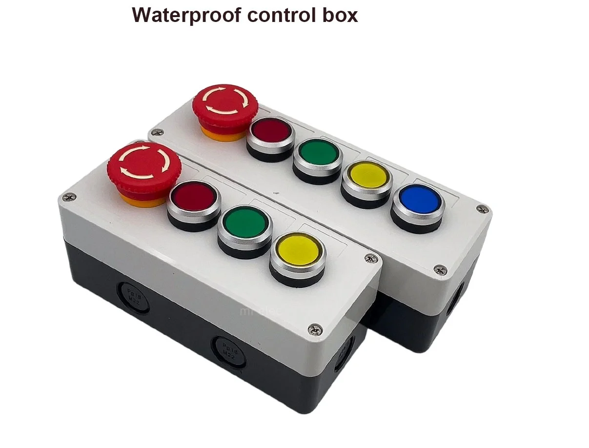زر التبديل صندوق التحكم 12345 حفرة بدء إيقاف مصعد زر إيقاف الطوارئ مربع مؤشر ضوء صندوق صناعي مقاوم للماء