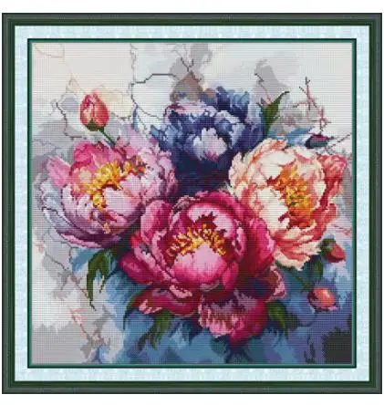 

Counted Cross Stitch Kit Paeonia Suffruticosa Handmade Needlework For Embroidery 14ct Cross Stitch