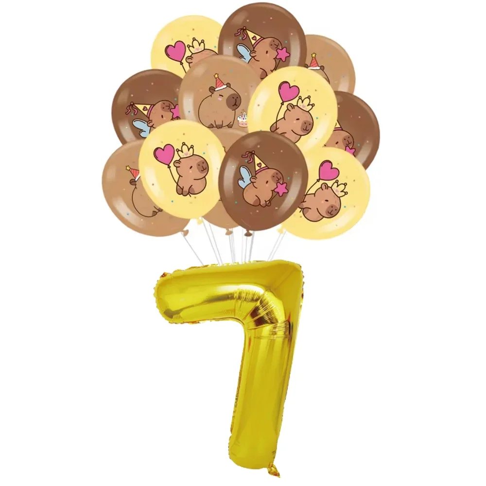 Nieuwe Leuke Capybara Verjaardagsfeestje Decoraties Kapibala Ballonnen Servies Set Papieren Borden Kopjes Banner voor Baby Douche Kids Geschenken - afbeelding 1