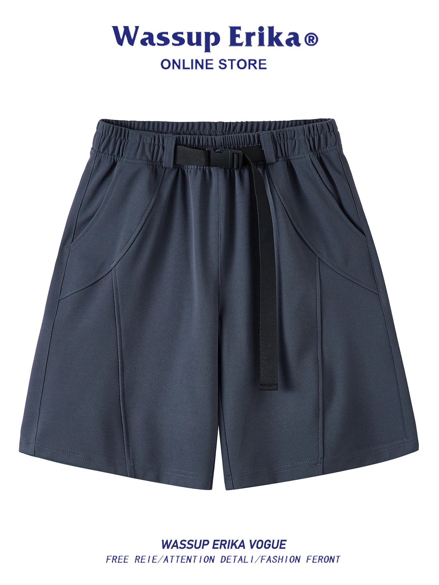 

Wassup Erika American Splice Casual orts Мужские летние спортивные свободные прямые брюки средней длины пять четвертей Faion Urban из полиэстера ...