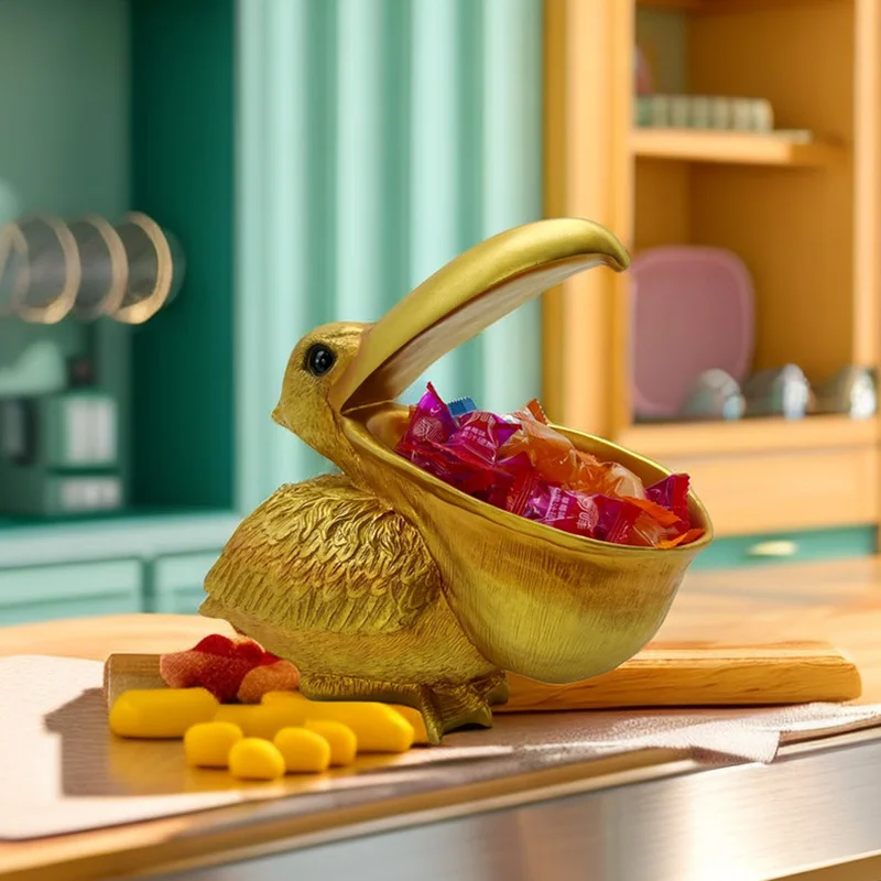 Creative Pelican Bowl Bird Resin Statue Candy Storage Toucan Figurines Sculpture Keys Container Basket Table Interior Home Decor