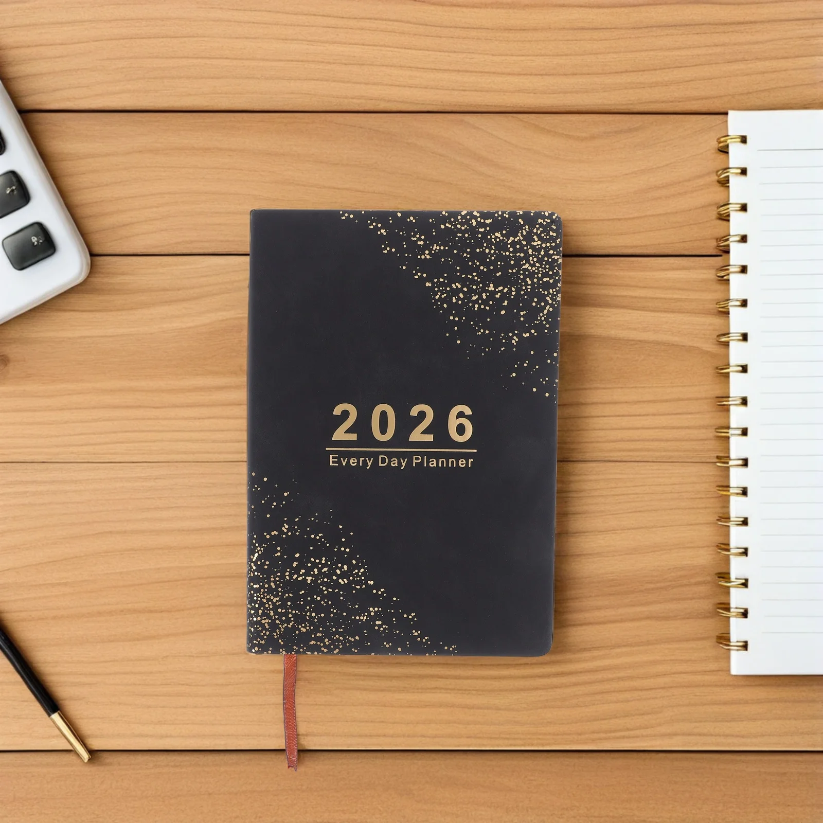 كتاب مخطط لعام 2026 تقويم شهري أسبوعي من يناير إلى ديسمبر تصميم زوايا مستديرة مخطط أكاديمي محمول A5