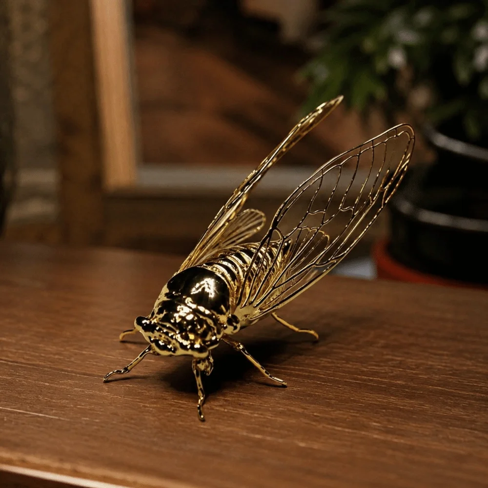 Multifunctional Exquisite Cicada Figurine Hollowed-out Mini Vintage Insect Sculpture Durable Anti-rust Alloy Animal Statue Gift