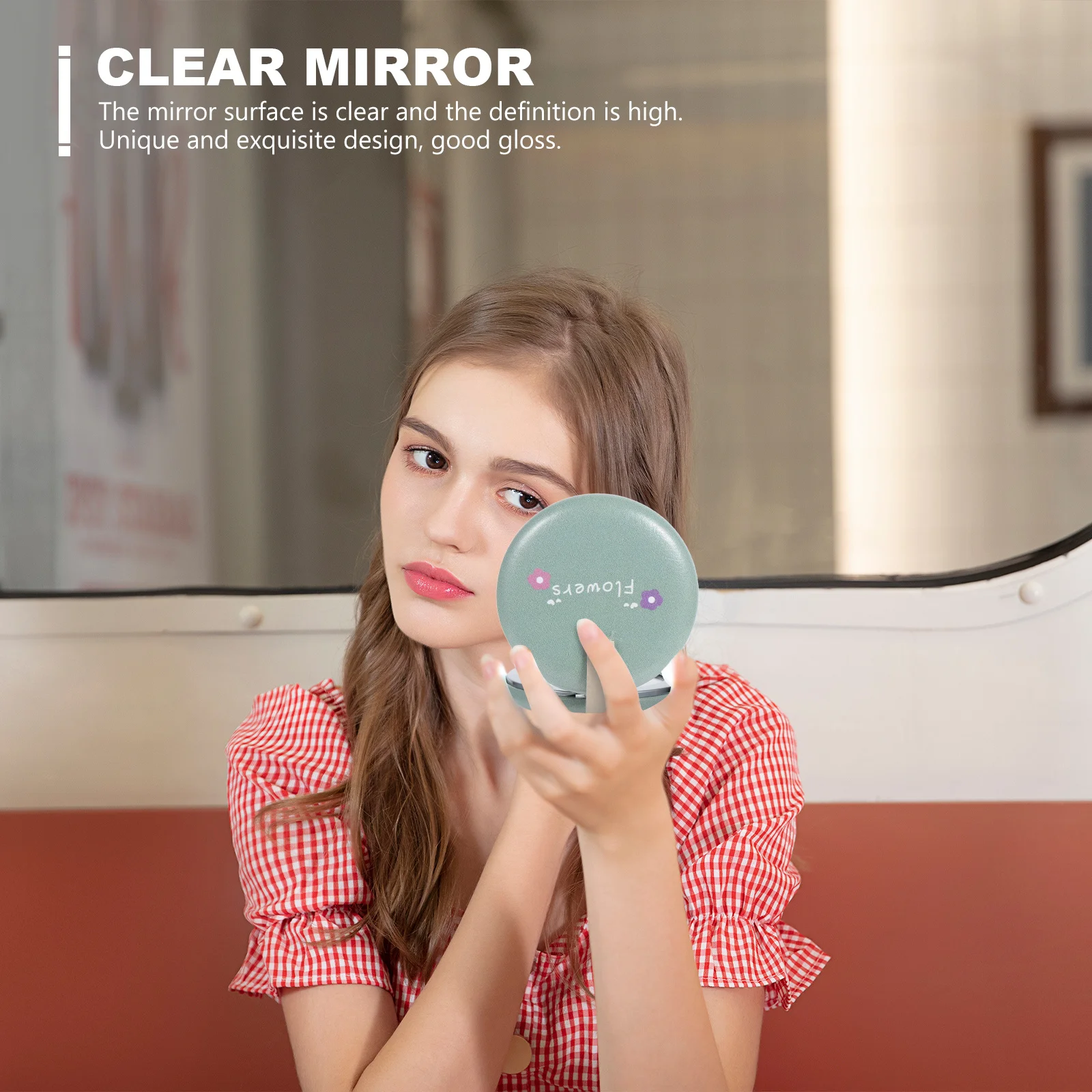 

1Pcs Foldable Makeup Mirror Compact Design Pressure Resistant Mini Pocket Mirror Portable Metal Key Ring for Makeup Care