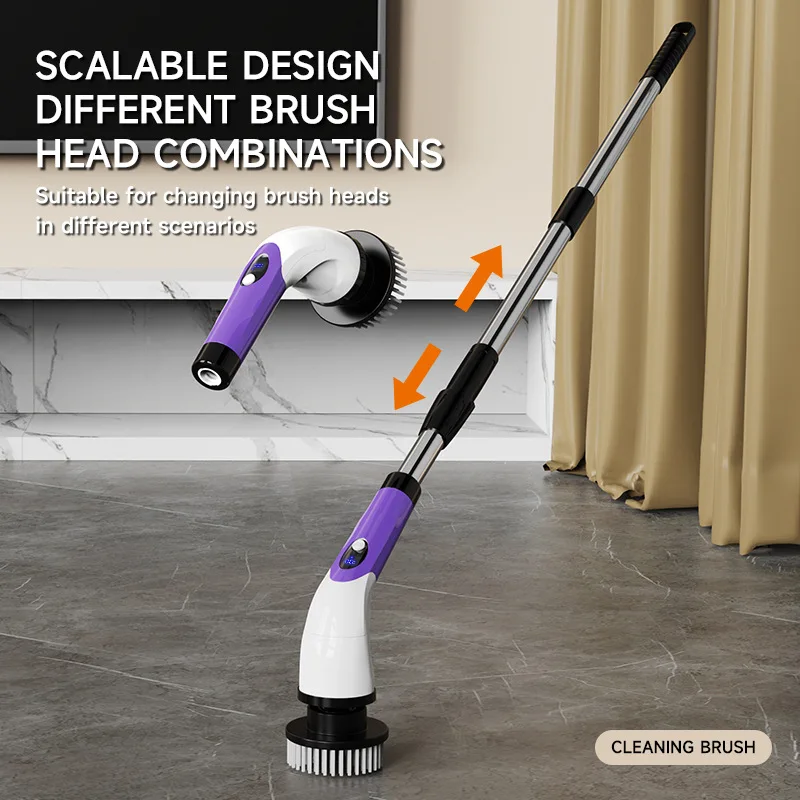 فرشاة التنظيف الكهربائية 2-العتاد الكهربائية الروتاري الطابق الغسيل اللاسلكي اللاسلكي 360 ضبط تمديد مقبض أدوات تنظيف المنزل