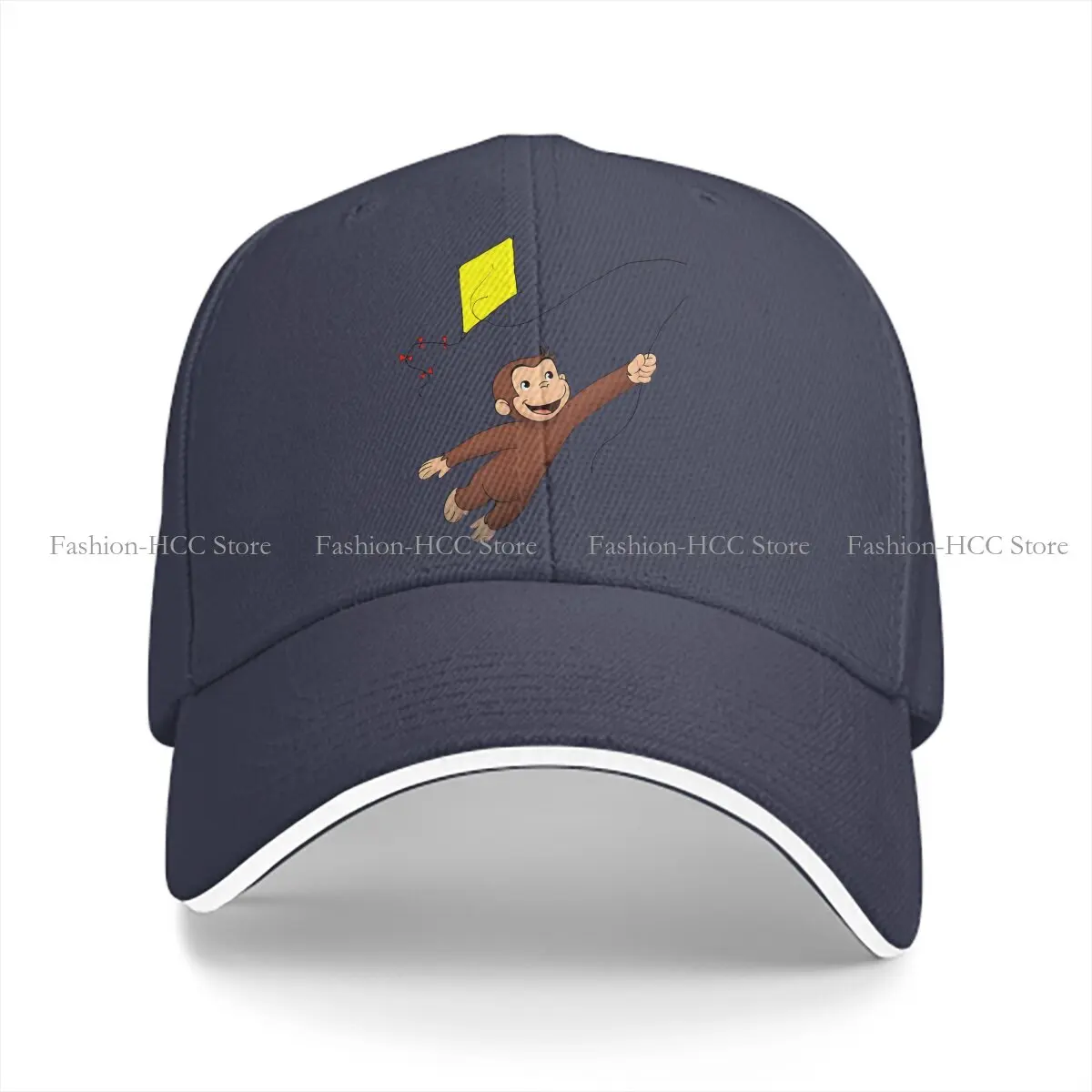 Cute Fly A Kite Baseball Caps Peaked Cap Curious George Cartoon Sun Shade Hats for Men Women