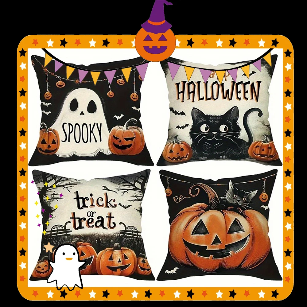 

Spooky Ghost Pumpkin Halloween PillowcaseSuitable for sofa car bedroom decorative cushion cover pillow cover