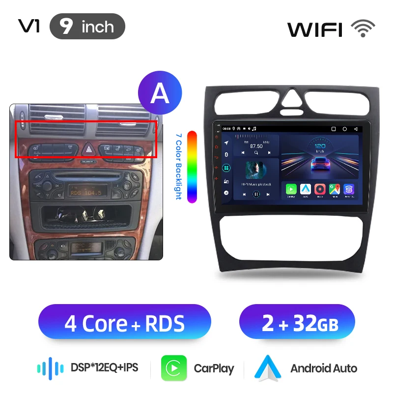 Junsun Android Auto autoradio voor Benz C-Klasse W203 C200 C320 C350 CLK W209 2000-2005 Multimedia draadloze Apple CarPlay slimme intelligente systemen IPS touchscreen stereo videospeler 2 Din