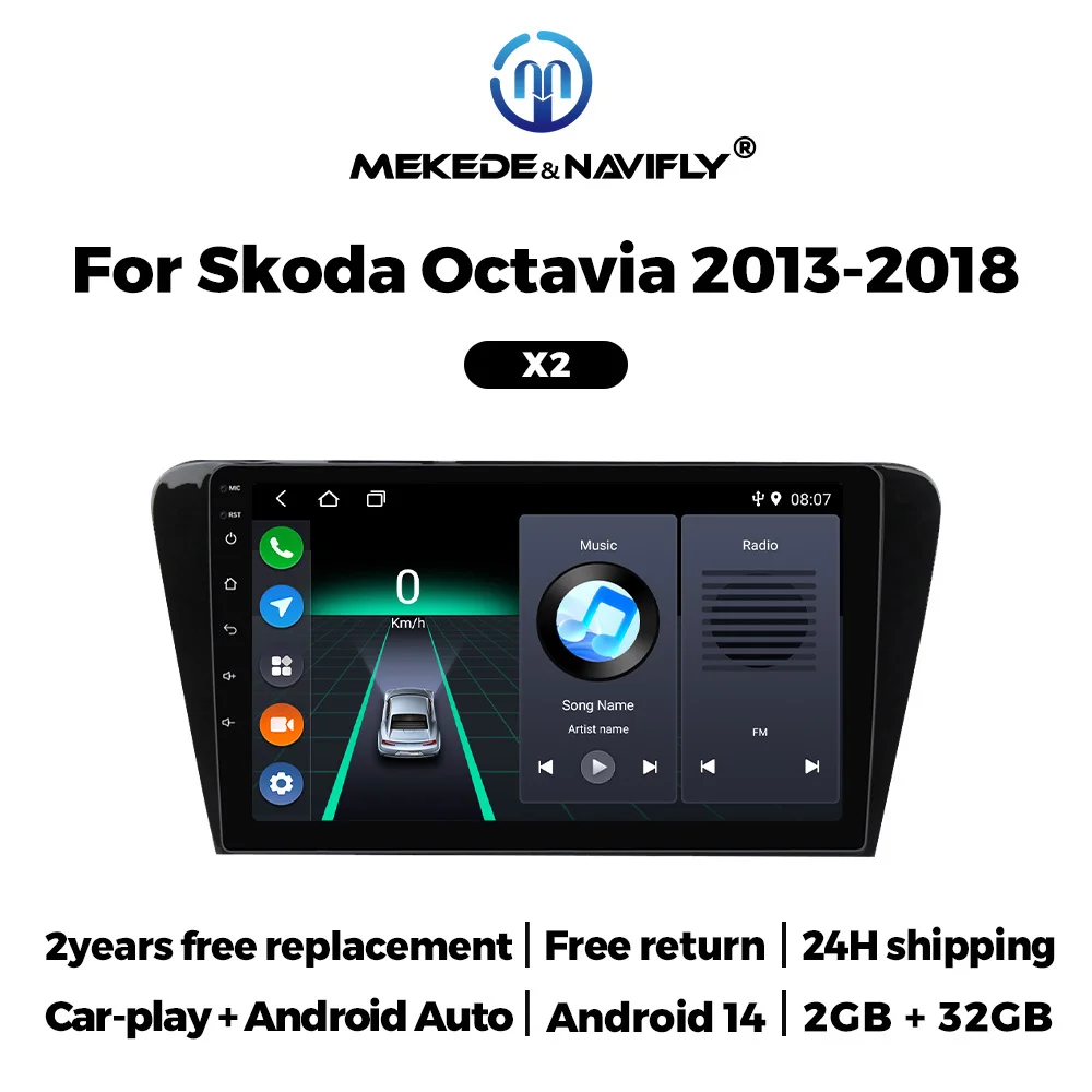 

MEKEDE&NAVIFLY IPS Screen Car Stereo Radio For Skoda Octavia 3 A7 2013-2018 GPS navigation Carplay Car Multimedia Video Player