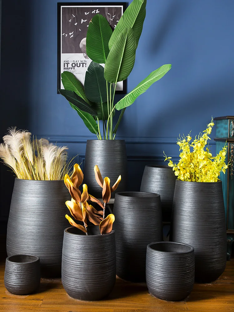 Flower pot ceramic creative personality king size with tray simple household balcony green dill succulent ornament