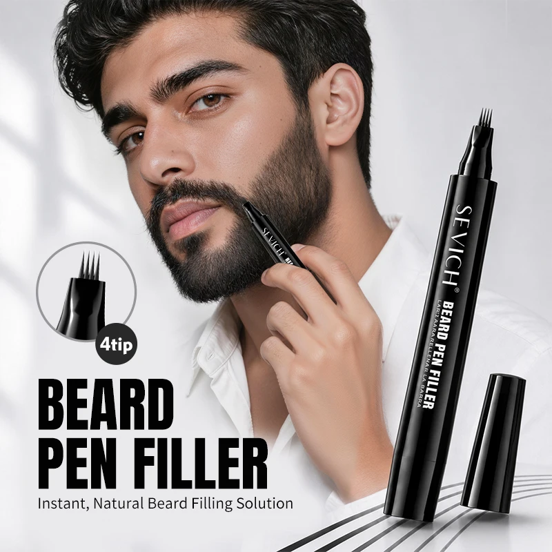 2pcs Waterproof Beard Filler Pen Black Brown Men's Beard Shape Repair Pen Thick Dense Beard Makeup Pen for Home Salon Barbers