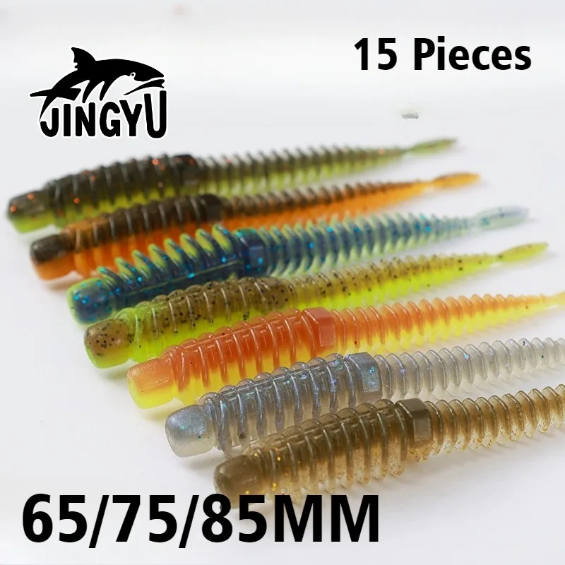 

JINGYU 8-15pcs/Pack Floating Fishing Needletail Baits 75mm 85mm Worm Soft Lures Reverse Thread Silicone Baits Wobblers Carp