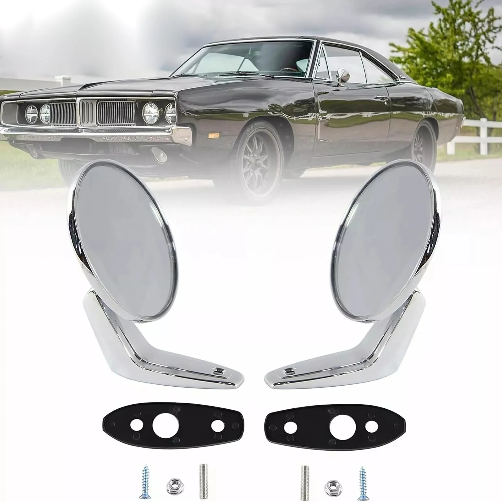 

Pair Left Right Chrome Door Side Mirrors Direct Replacement for Plymouth Satellite Dodge Coronet Chrysler 300 2802834