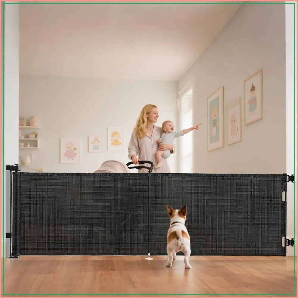 120 inch Reinforced Retractable Gate 34 inch Tall Indoor Outdoor Safety Barrier