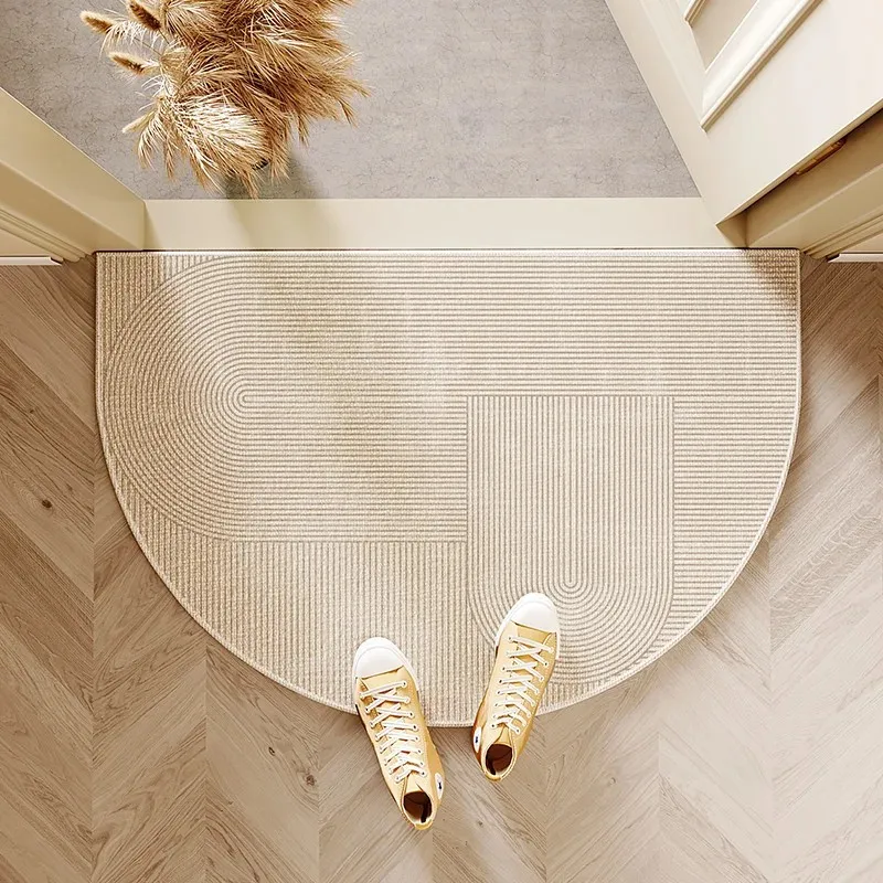 VIKAMA French Cream Style Entrance Door Floor Mat, Semi-Circular Carpet, Door Foot Mat, Easy To Maintain, Home Decoration view 5