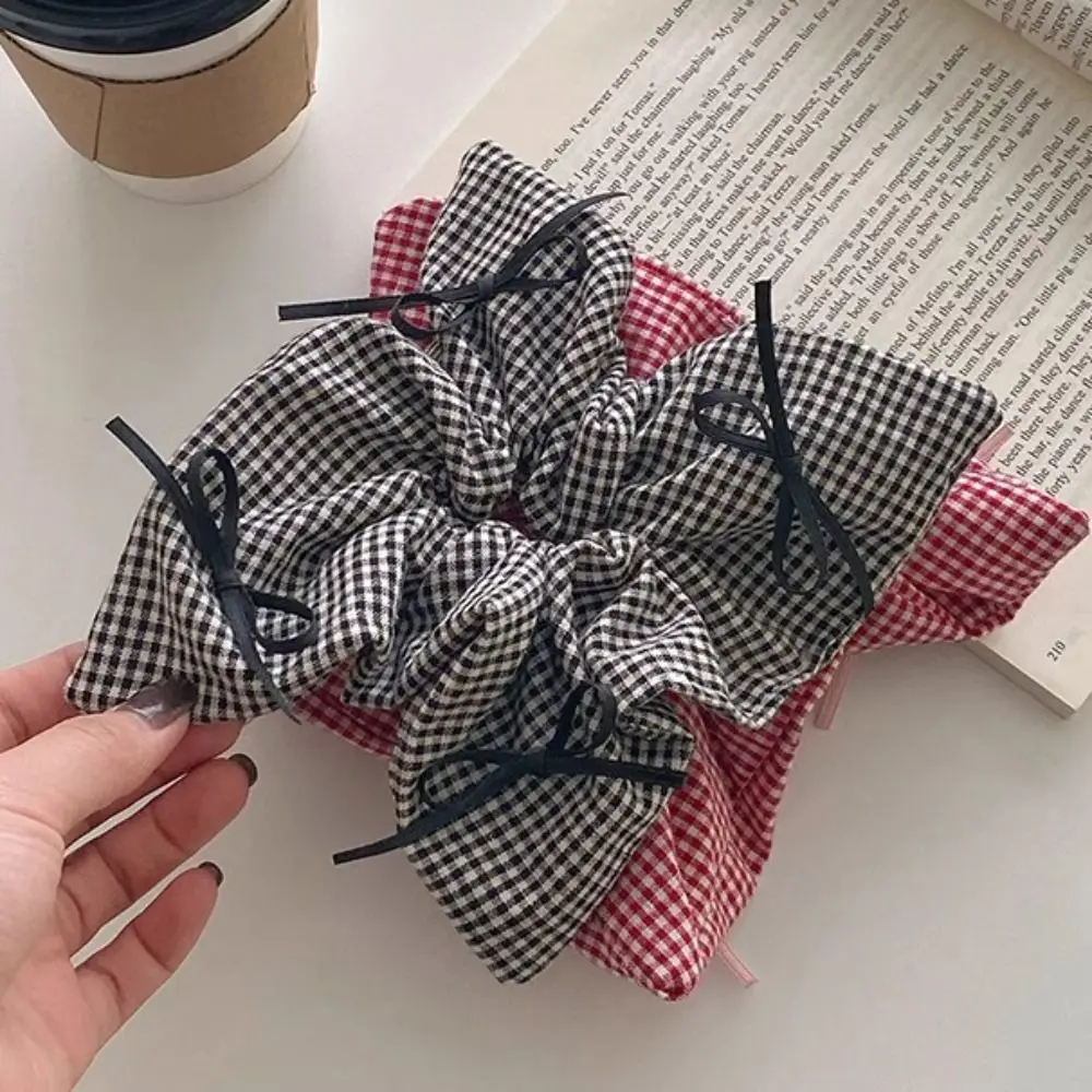 High Elastic Lattice Hair Rope Bow Headdress Sweet Scrunchies Korean Style Rubber Band Korean Style Hair Ring Female/Girls