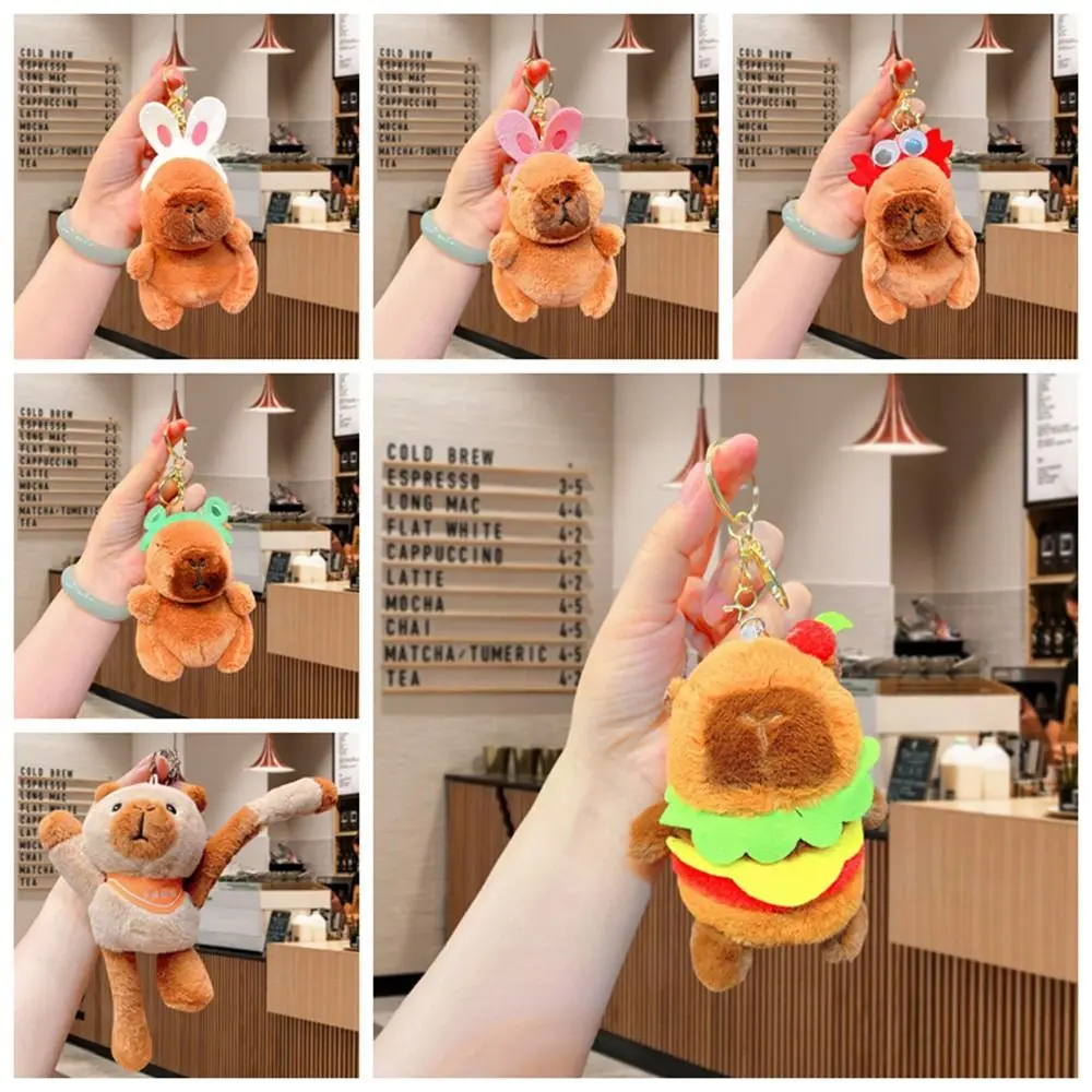 Matte Texture Capybara Doll Pendant Bag Pendant Creative Stuffed Capybara Keychain Hanging Bags Decor Cute