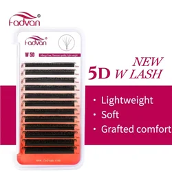 FADVAN C/D Curl 5D W Shape Eyelashes Extension Lightweight Faux Mink Lashes Soft Professional Premade Volume Fan Eyelashes