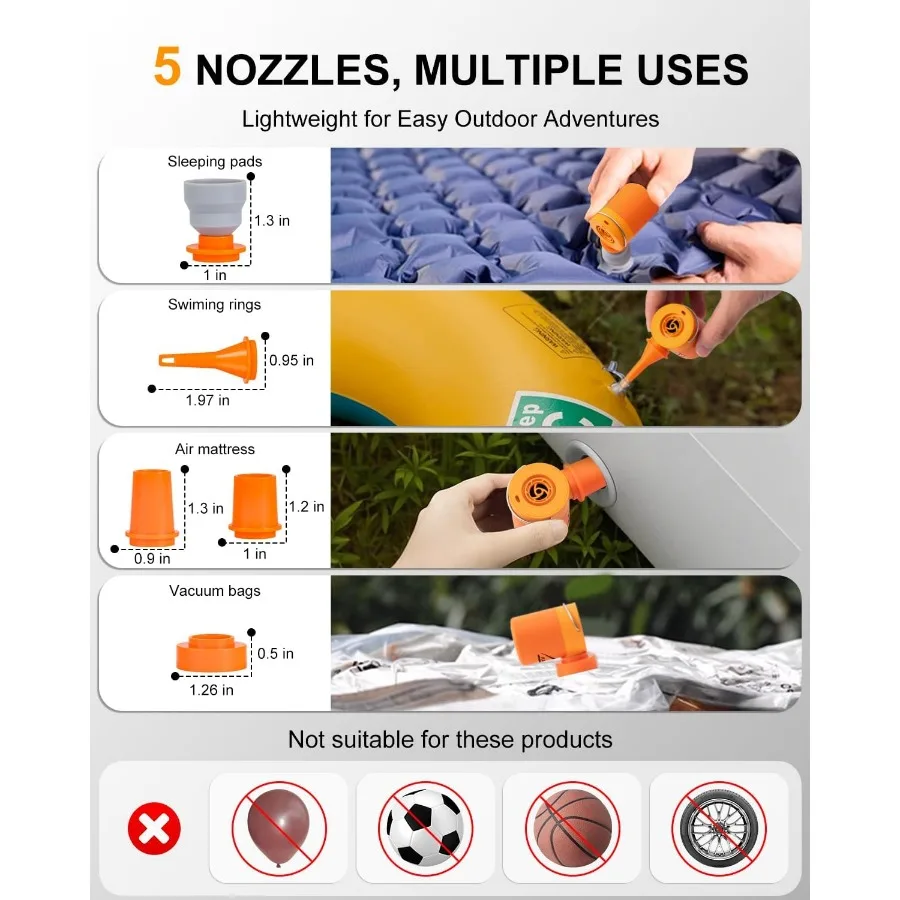Pompa d'aria gonfiabile portatile per viaggi in campeggio: mini pompa per vuoto elettrica aggiornata da 5 kPa con batteria ricaricabile per gonfiabile