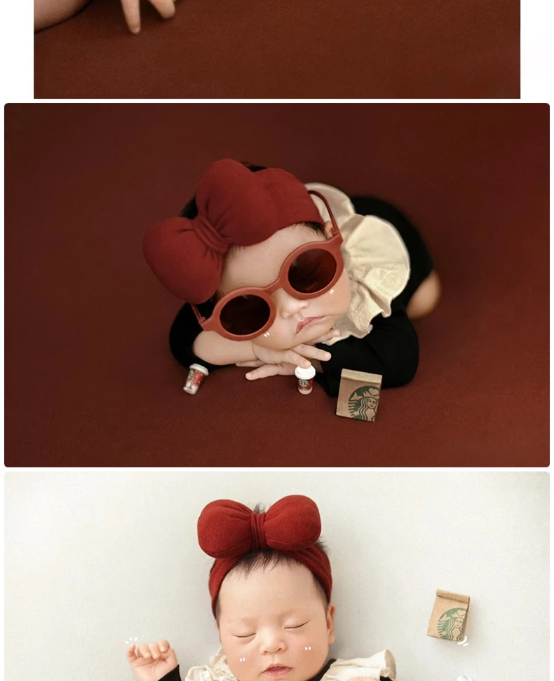 Newborn baby photo suit small fragrant red headband jumpsuit studio art photo postpartum photo props 아기 코스프레  신생아사진