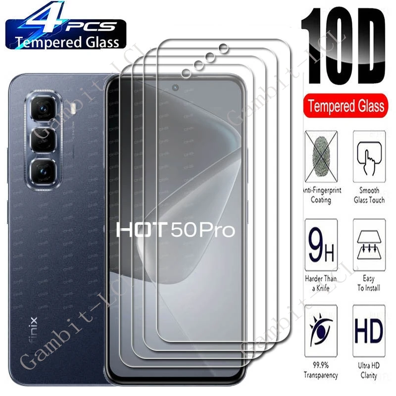 4PCS For Infinix Hot 50 Pro Screen Protective Tempered Glass ON InfinixHot50Pro Hot50Pro 50Pro X6881 6.78