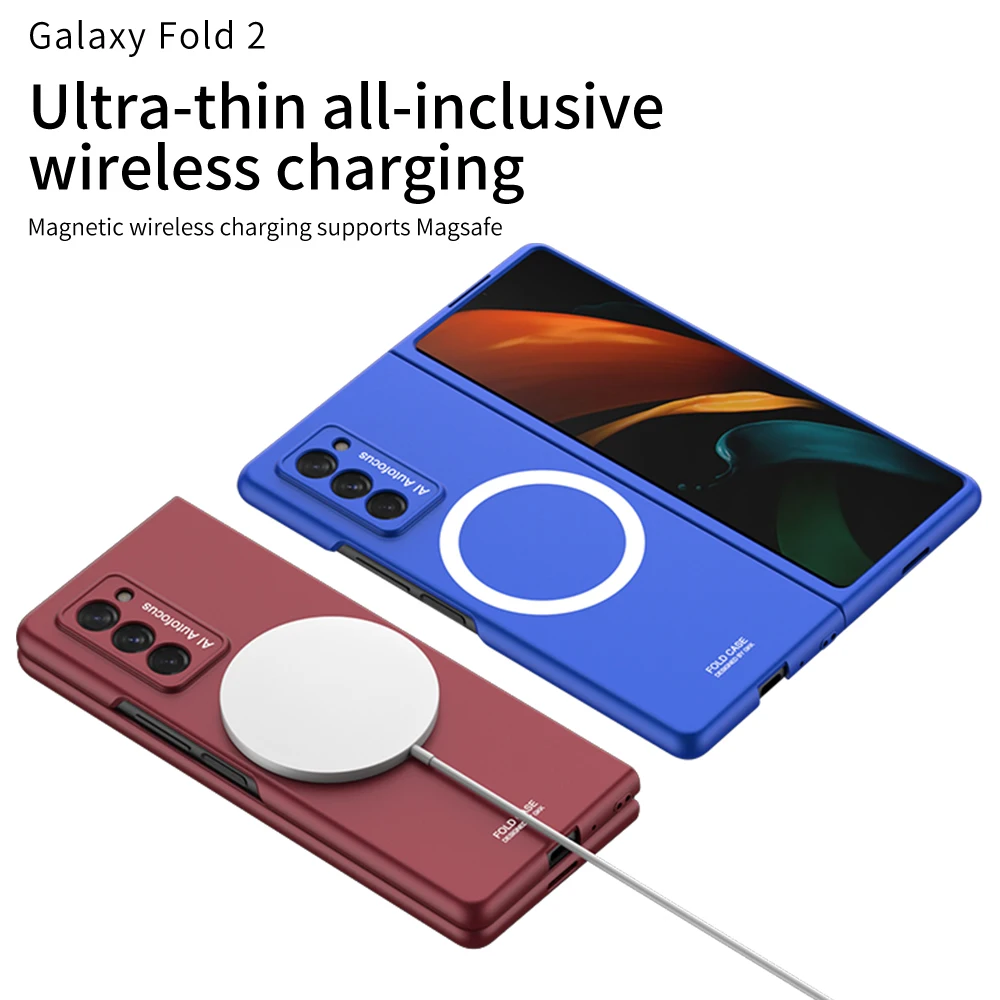 For Samsung Galaxy Z Fold 2 Magsafe Wireless Charging Magnetic Case Ultra Thin Matte Folding All-inclusive Shockproof Back Cover