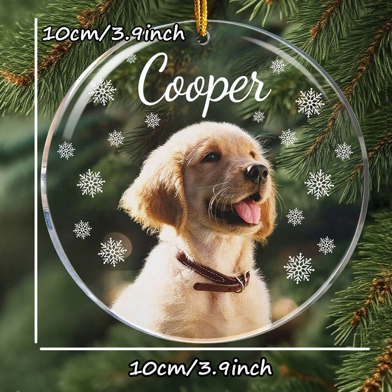 Custom Round Acrylic, Personalized Pet Christmas Ornament, Upload Pet Photo, Custom Pet Name, Snowflake Decor, Christmas Tree Ha