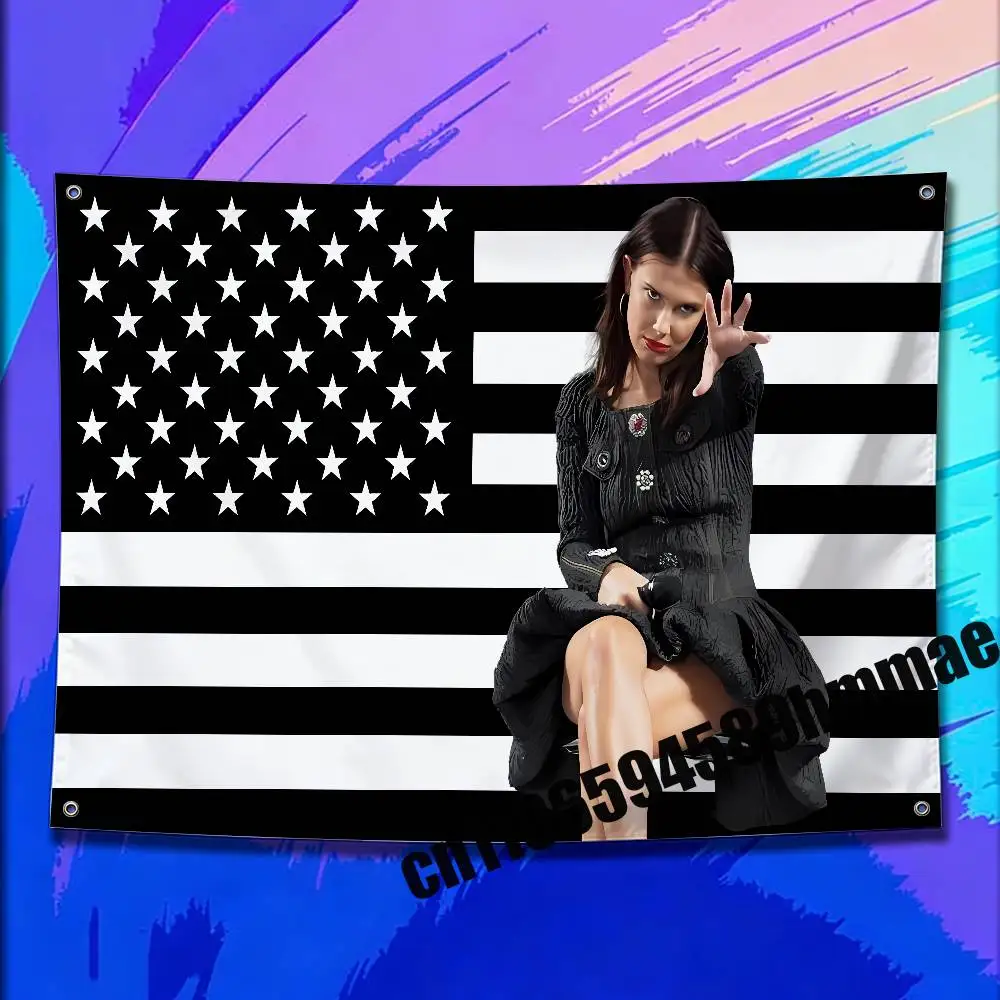 

For 150x200cm 100x150cm 80x120cm 50x70cm Black America USA M-Millie Bobby Brown Flag Gift Bedroom Wall Banner Tapestry Cover