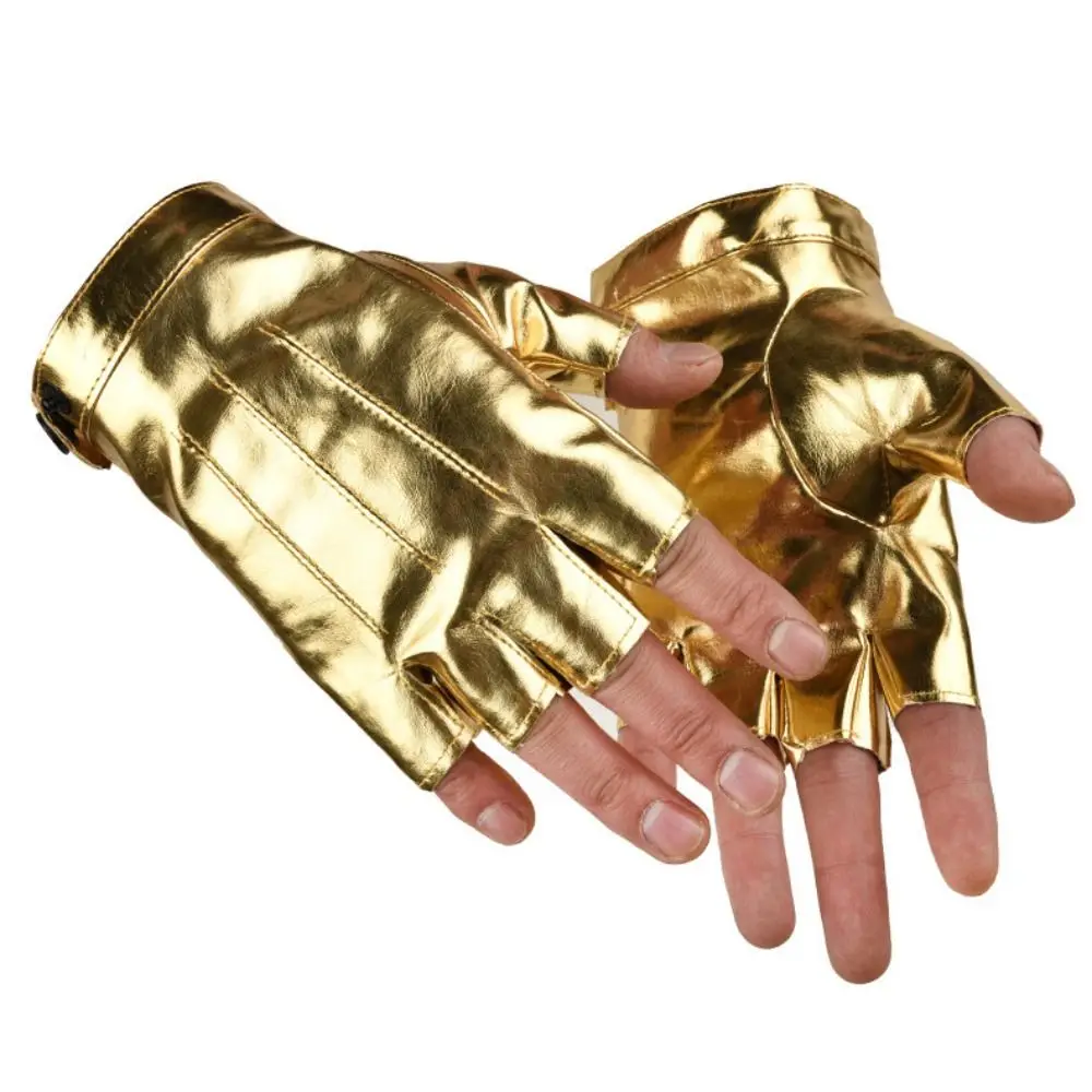 Fashion Punk PU Driving Gloves Cool Anti-Slip Fingerless Mittens Button Design Gothic Performance Gloves Gym Fitness
