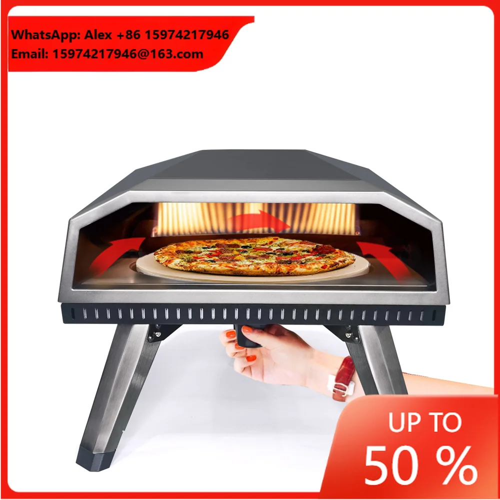 Outdoor Commercial Pizza Oven Rotating 12inch Gas Portable Propane Fire Kitchen Pizza Maker Baking Machine Pizza Stone Rotating