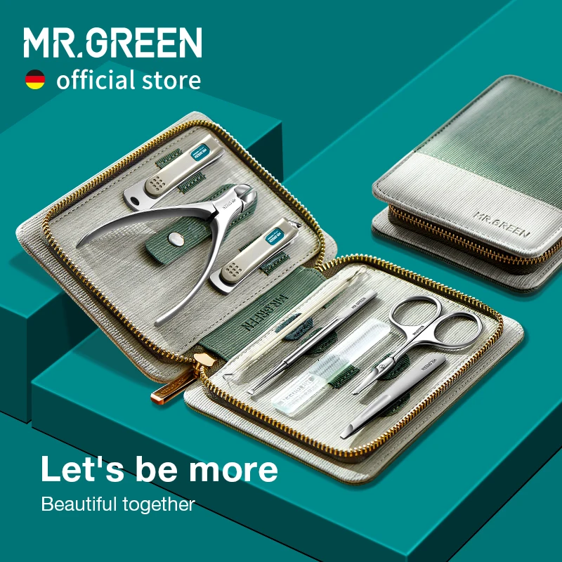 MR.GREEN Manicure Sets Pedicure Kits Stainless Steel Nail Clipper Personal Care Tools with PU Leather Case