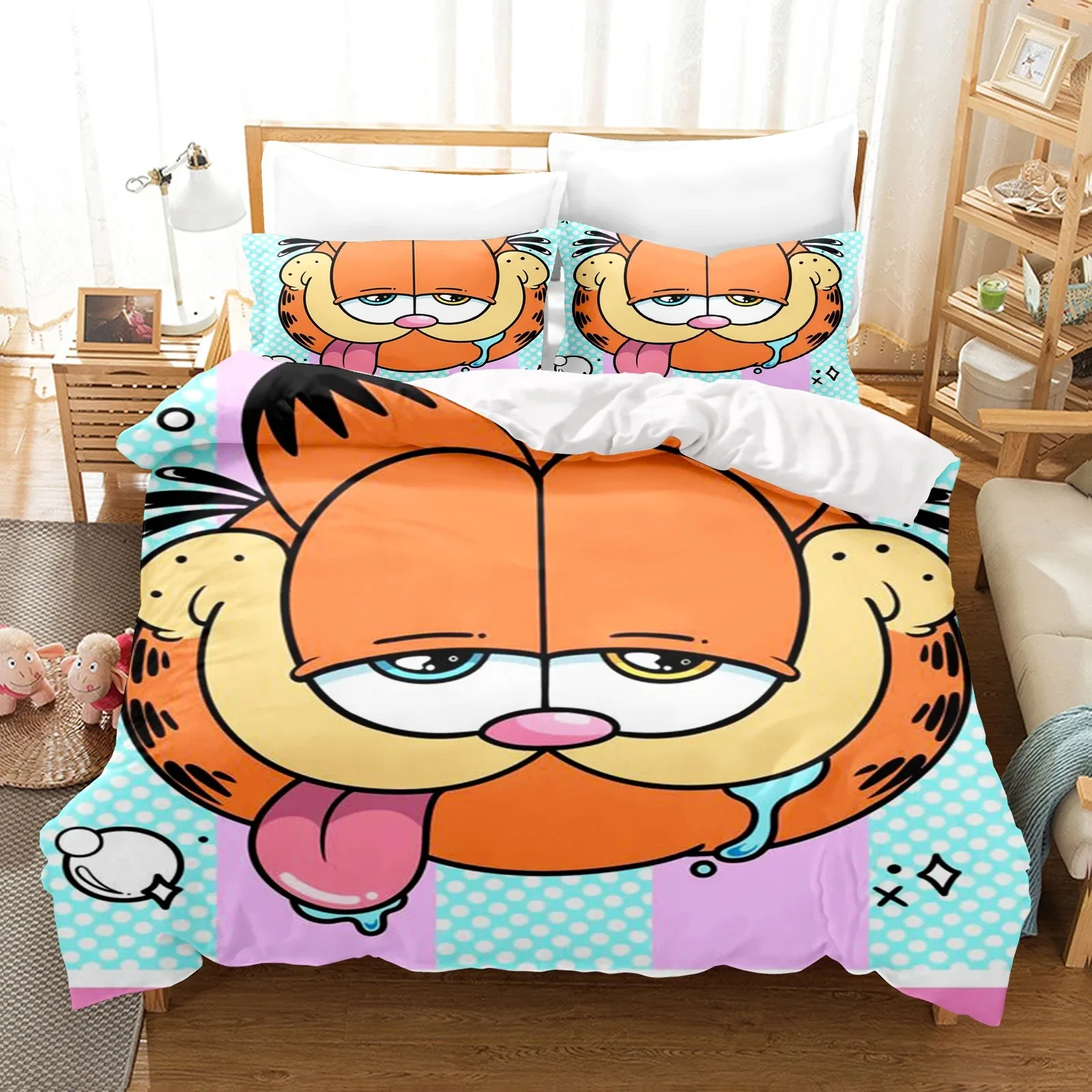 The Garfield Bedding Sets Breathable Comforter Cover Bed Cover Duvet Cover Pillow Case 2-3 Pieces Sets Children Gift Polyester