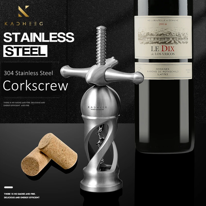 

Luxury 304 Stainless Steel Corkscrew with Ultra Hard and Sharp Carbon Steel Drill Labor-saving Wine Opener with Gift Packge