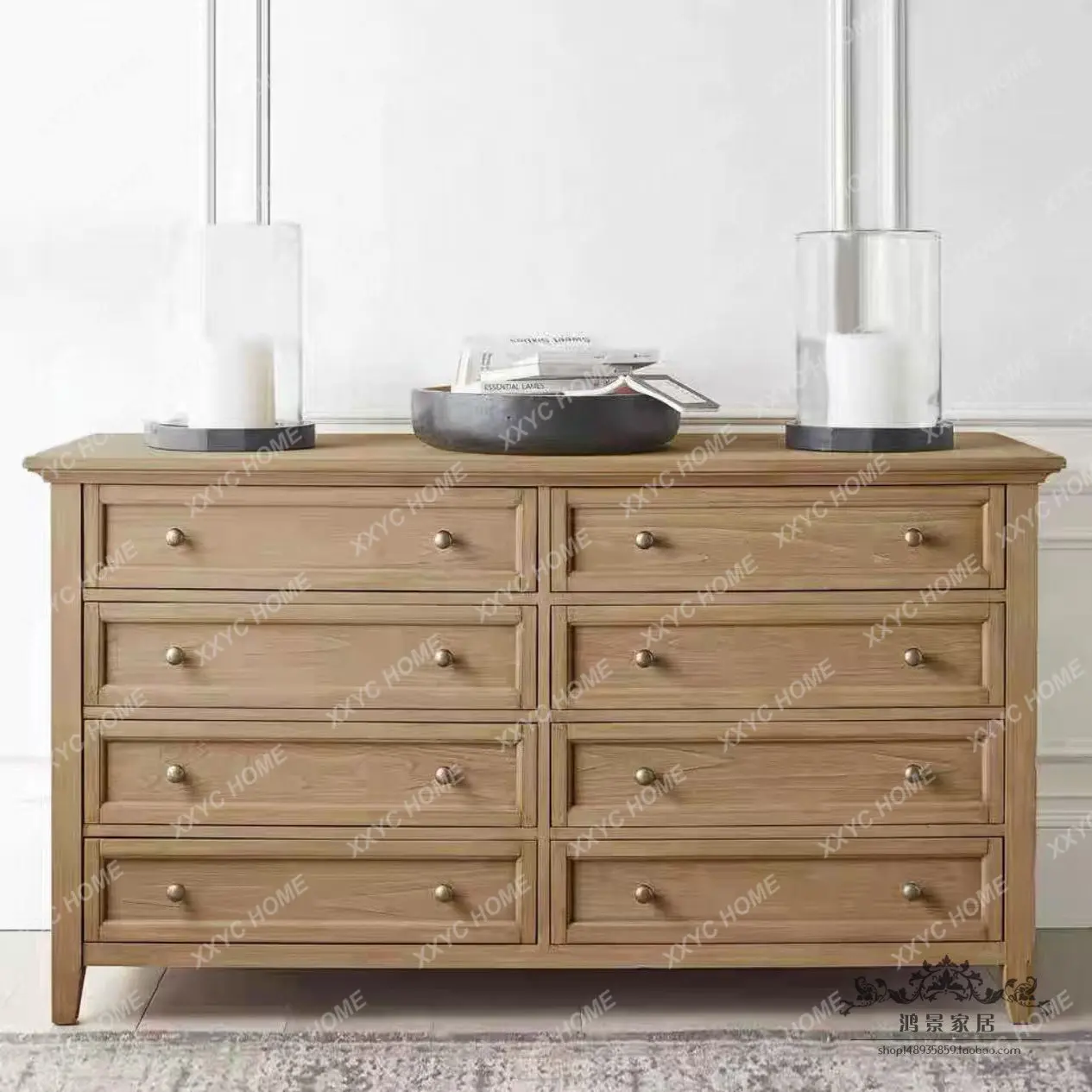 Medieval entrance chest country villa bedroom storage bedside cabinet living room display locker