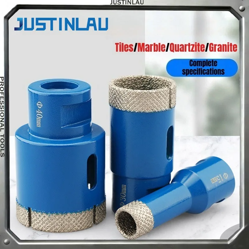 JUSTINLAU Multi Specification M14 Brazed Diamond Drill Bit Marble Ceramic Tile Glass Granite Threaded Hole Clamp Drilling Tool