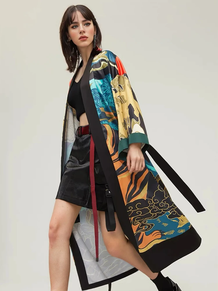 Japanese Kimono Women's Cardigan, Traditional Asian Clothing, Beach Cover Yukata, Sun Protection Clothing, Printed Cape