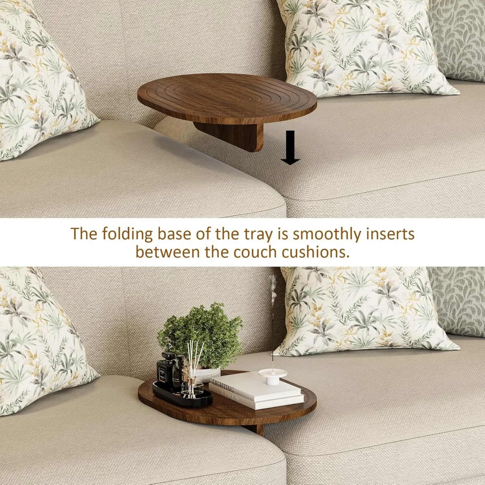 Wooden Sofa Tray Couch Armrest - Travertine Tray Oval review and price