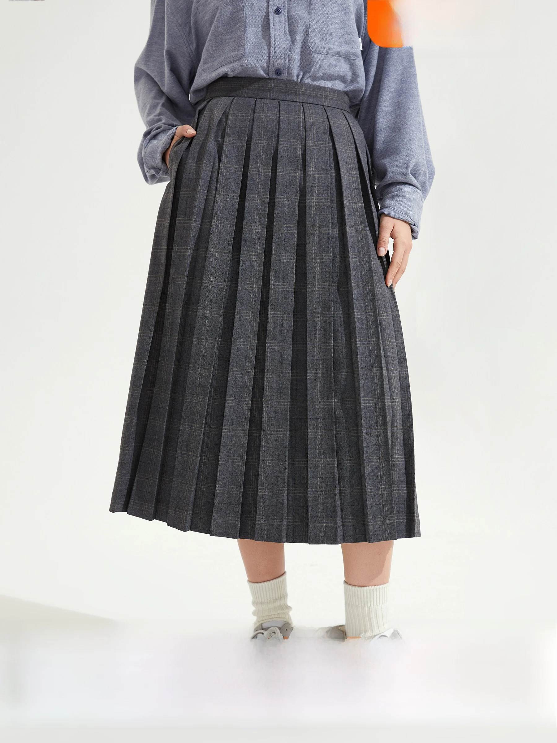 

High Waist A-Line Skirt with Plaid Design College Style Women's Skirts Casual Polyester Fiber Gathered Skirts