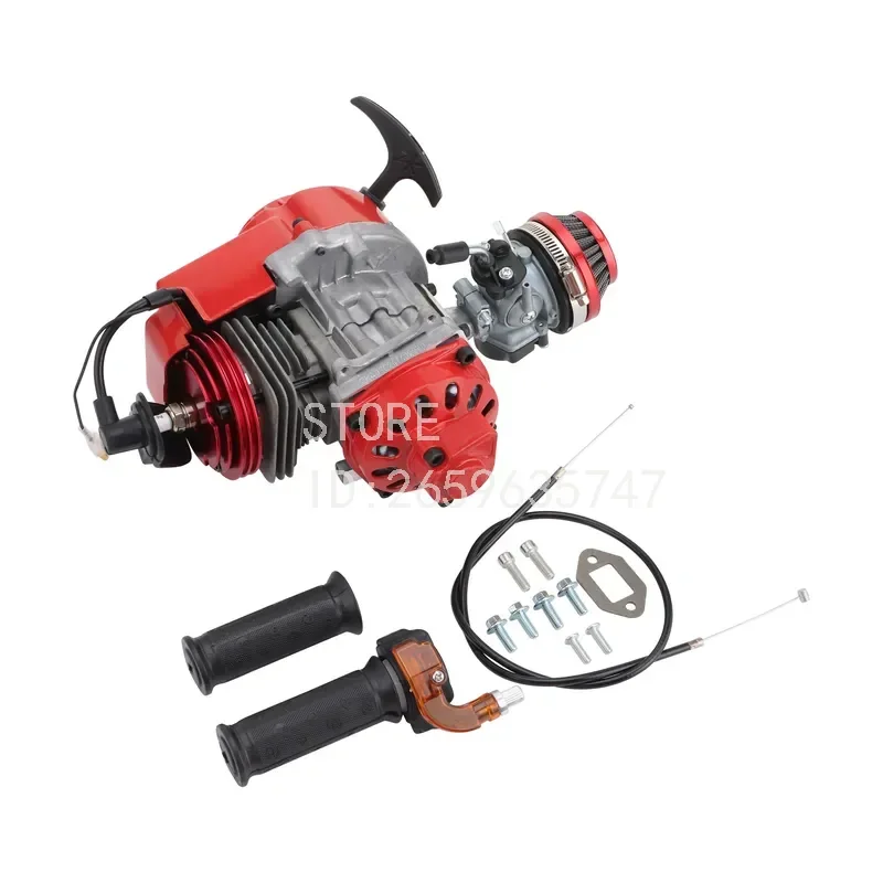 for Motorcycle Modified Engine Red with Pull Starter Carburetor Filter Replacement 2 Stroke