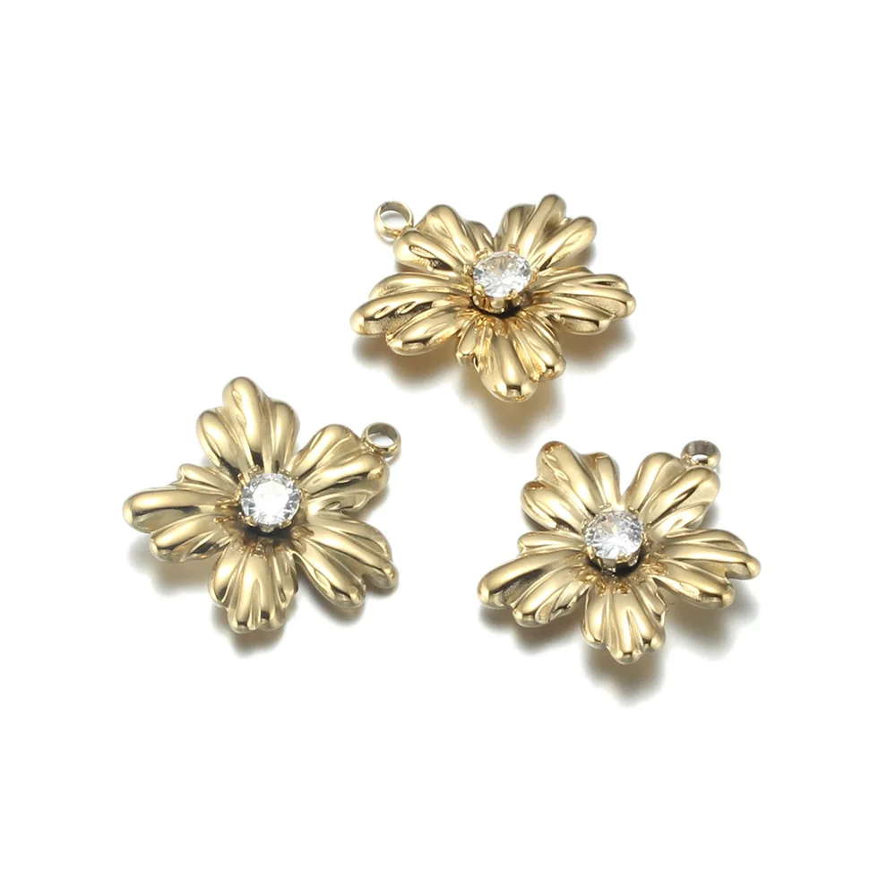 

2 Pcs/Lot Stainless Steel Flower Charms Pendants For Necklace Earrings Jewelry Making DIY Components Accessories Wholesale